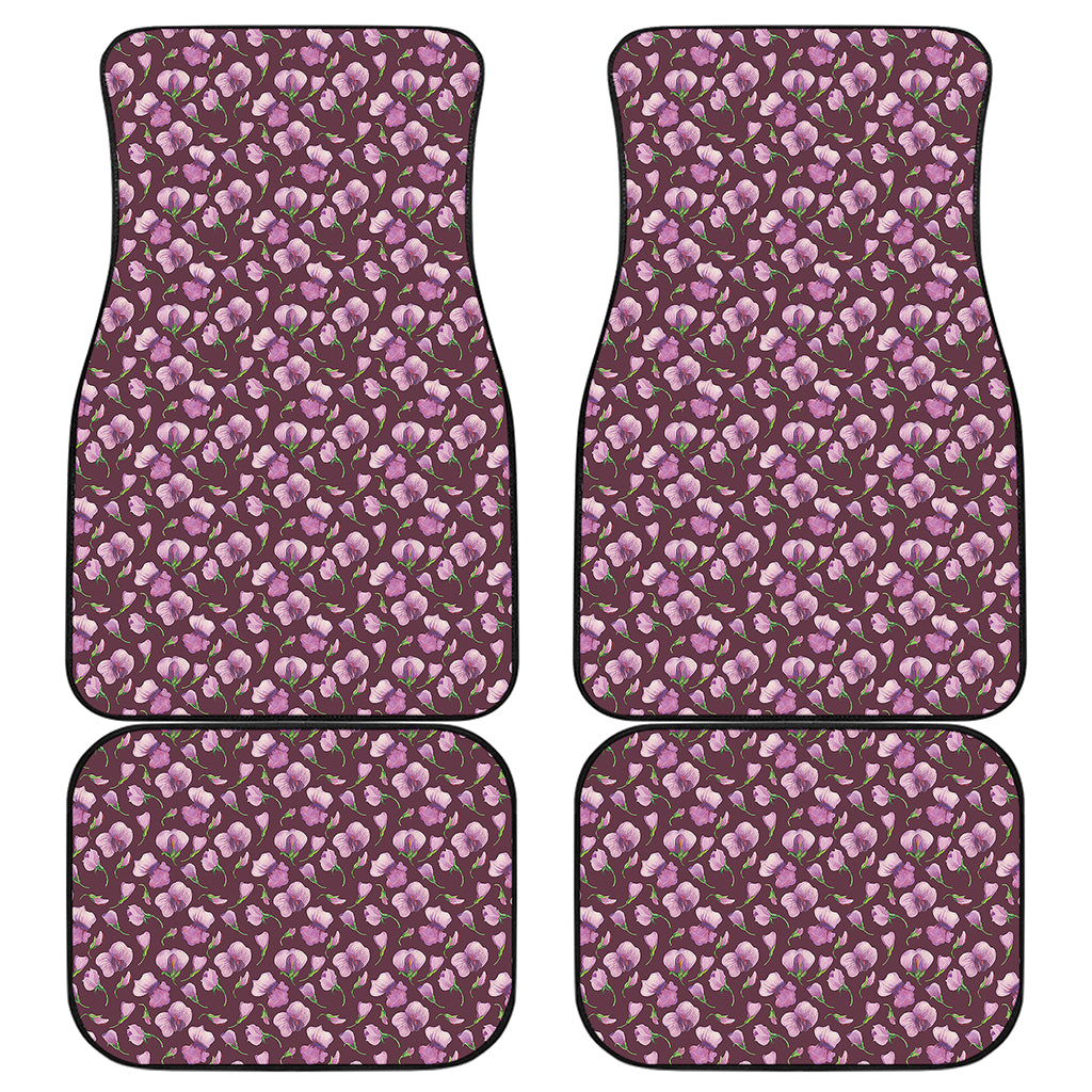 Watercolor Sweet Pea Pattern Print Front and Back Car Floor Mats