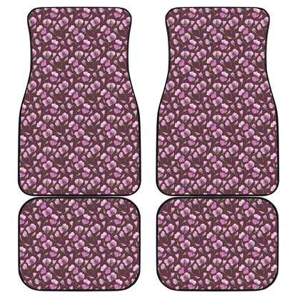 Watercolor Sweet Pea Pattern Print Front and Back Car Floor Mats