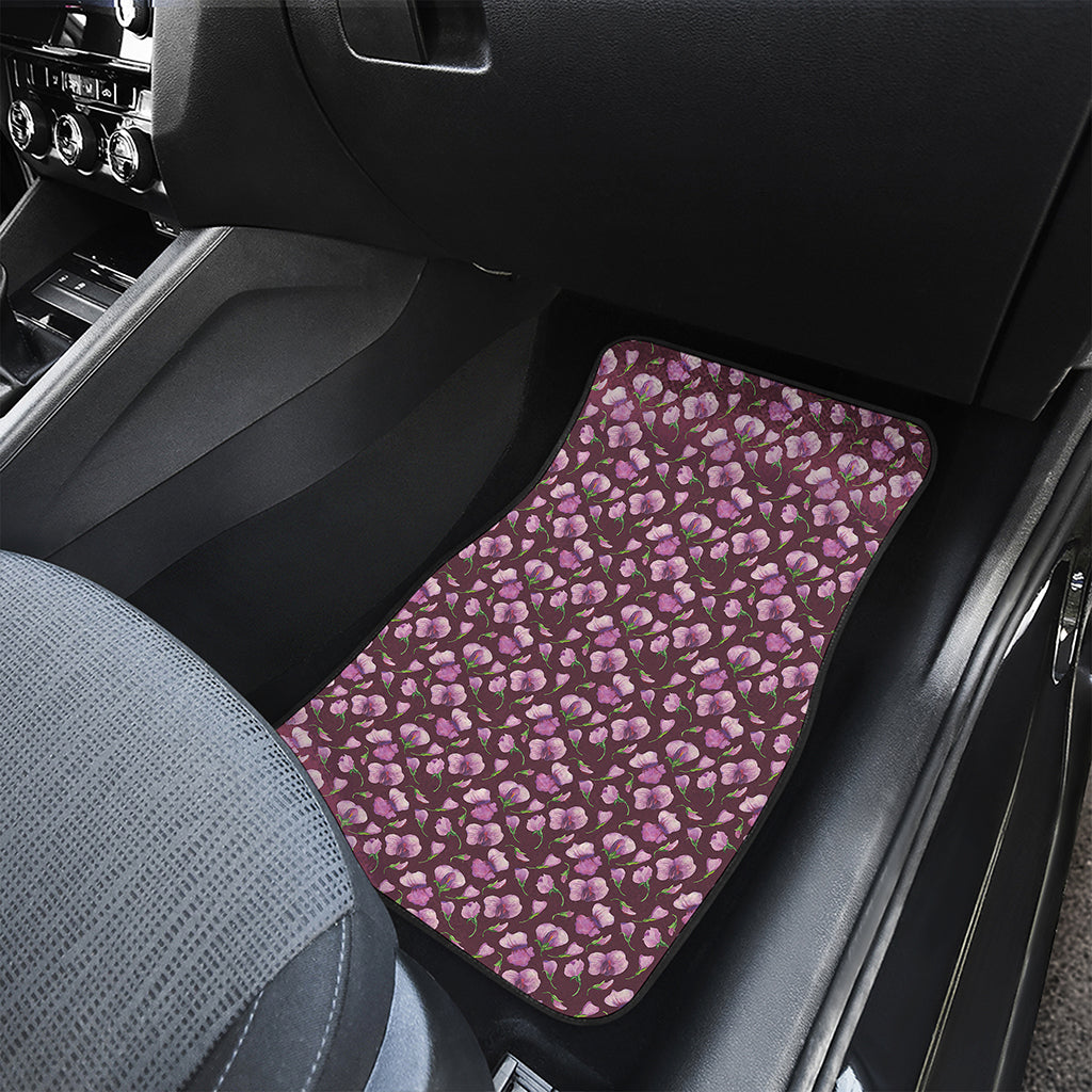 Watercolor Sweet Pea Pattern Print Front and Back Car Floor Mats