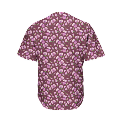 Watercolor Sweet Pea Pattern Print Men's Baseball Jersey