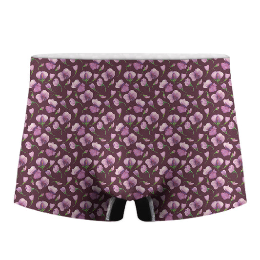 Watercolor Sweet Pea Pattern Print Men's Boxer Briefs