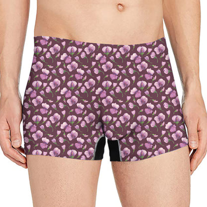Watercolor Sweet Pea Pattern Print Men's Boxer Briefs