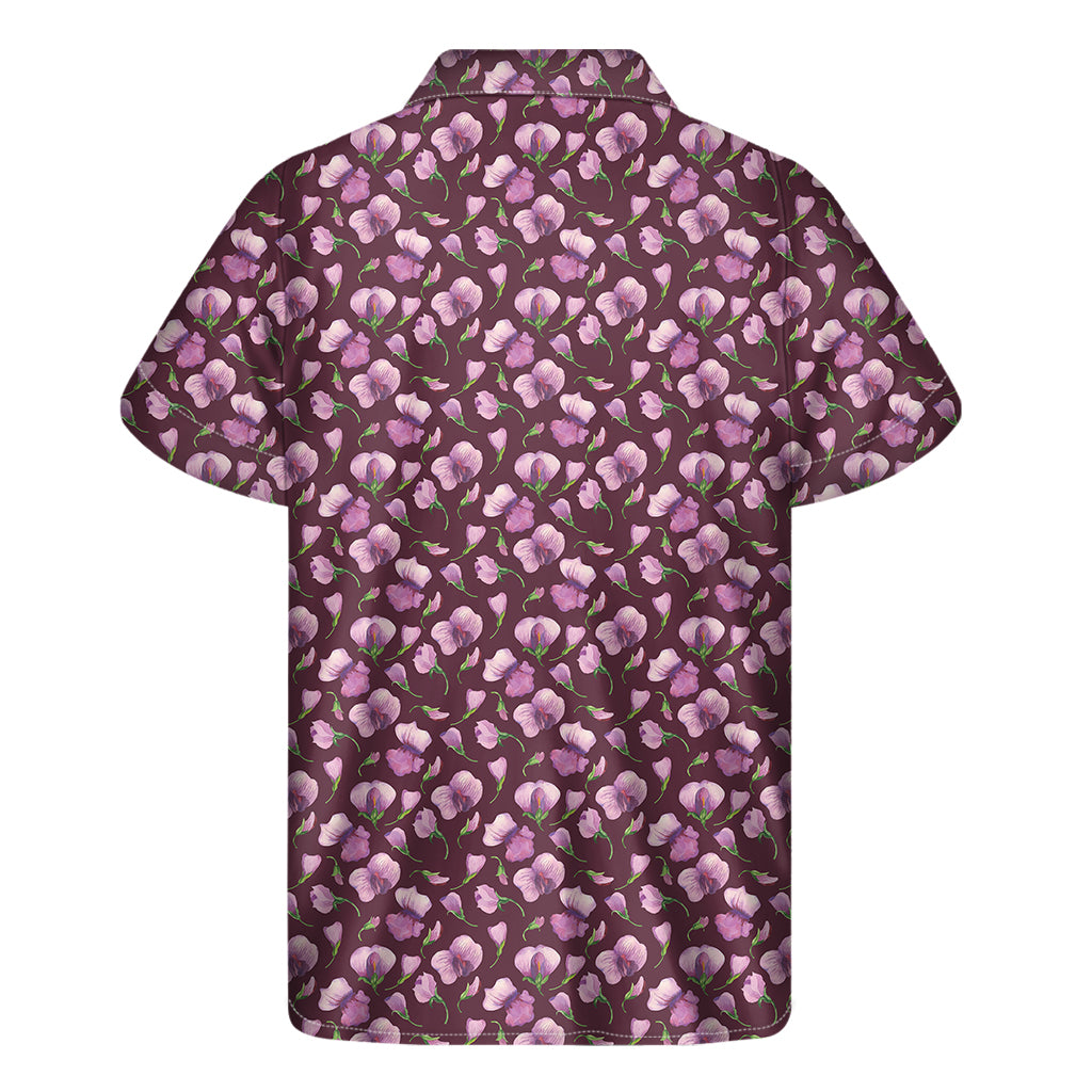Watercolor Sweet Pea Pattern Print Men's Short Sleeve Shirt