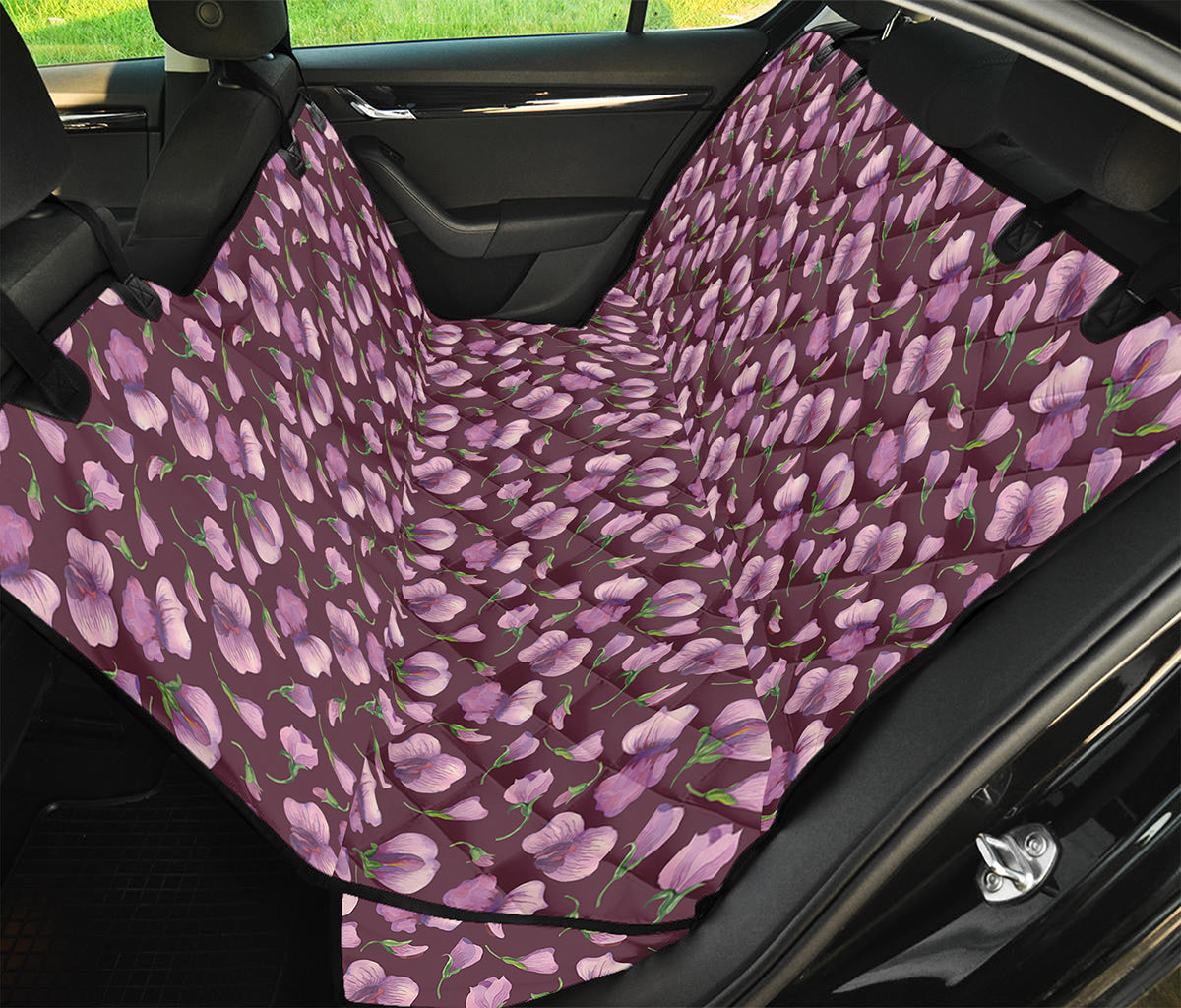 Watercolor Sweet Pea Pattern Print Pet Car Back Seat Cover