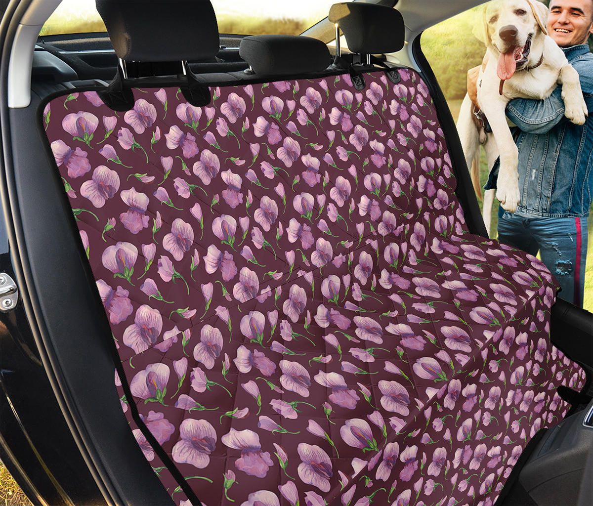 Watercolor Sweet Pea Pattern Print Pet Car Back Seat Cover