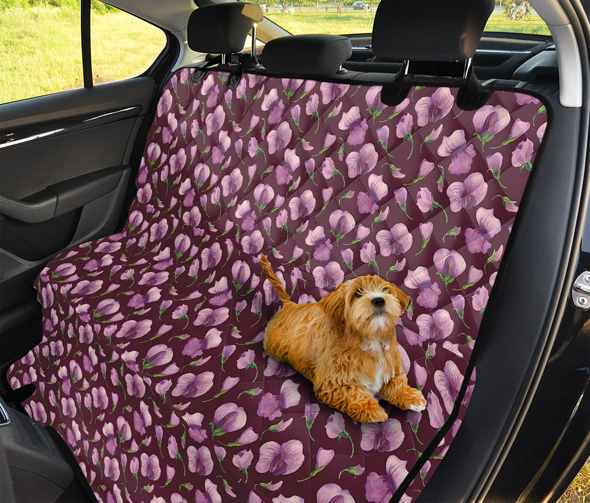 Watercolor Sweet Pea Pattern Print Pet Car Back Seat Cover