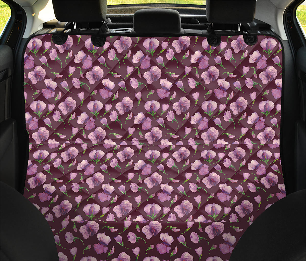 Watercolor Sweet Pea Pattern Print Pet Car Back Seat Cover
