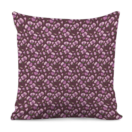 Watercolor Sweet Pea Pattern Print Pillow Cover
