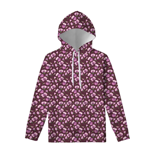 Watercolor Sweet Pea Pattern Print Pullover Hoodie
