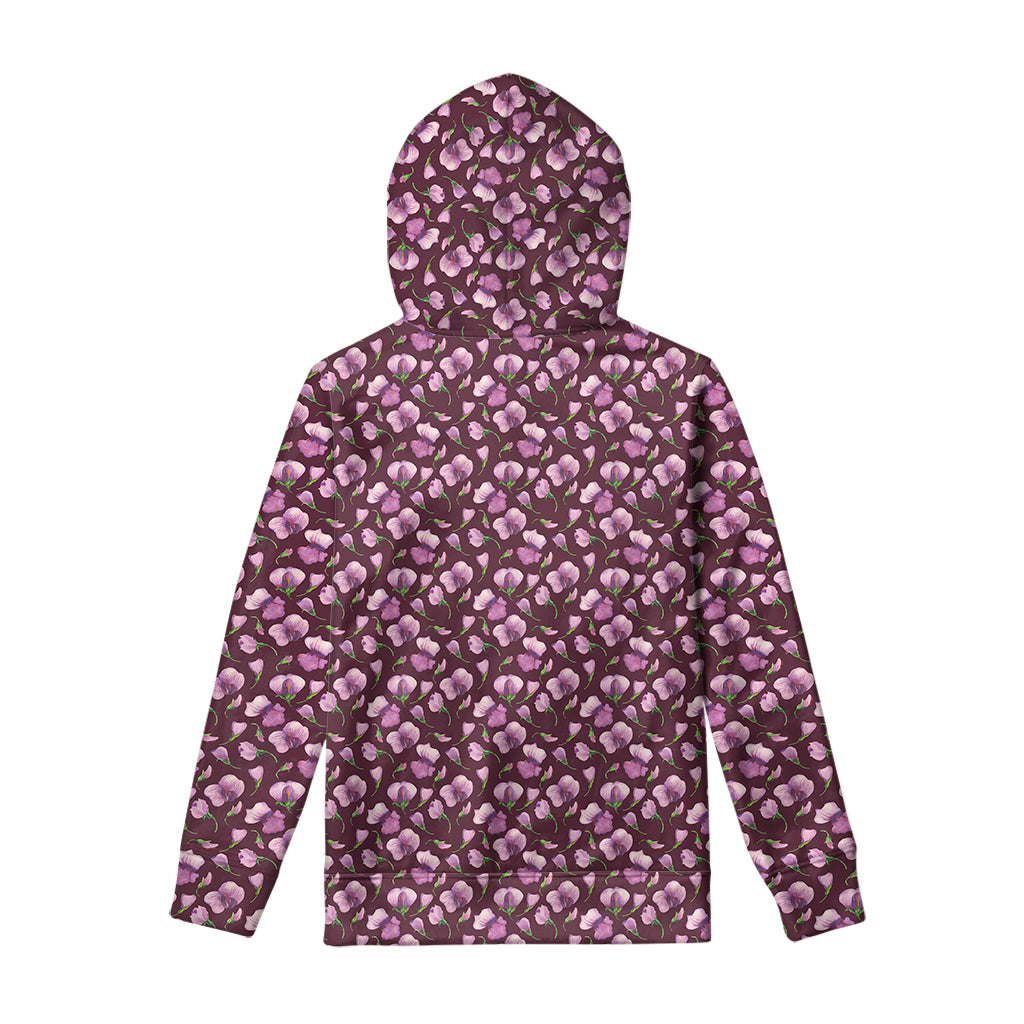 Watercolor Sweet Pea Pattern Print Pullover Hoodie
