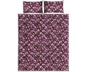 Watercolor Sweet Pea Pattern Print Quilt Bed Set