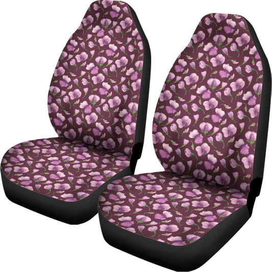 Watercolor Sweet Pea Pattern Print Universal Fit Car Seat Covers