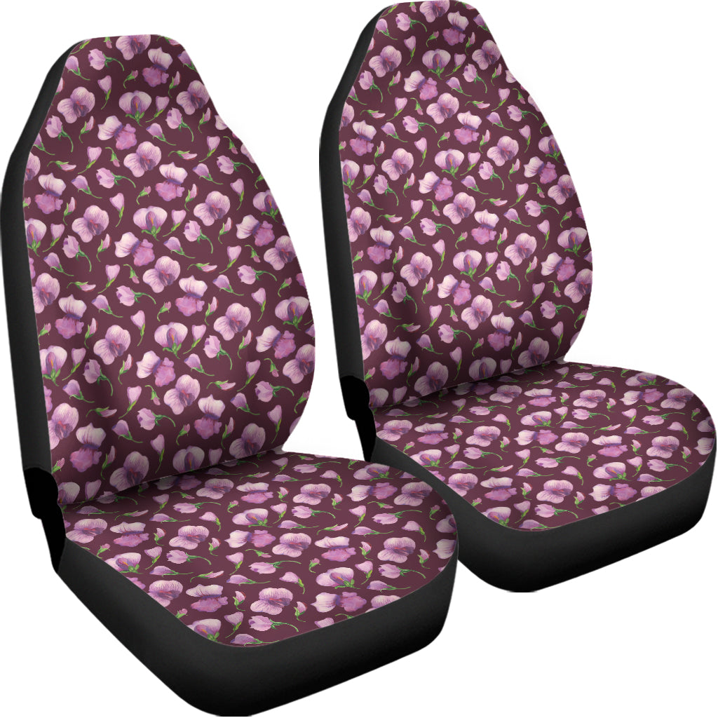 Watercolor Sweet Pea Pattern Print Universal Fit Car Seat Covers