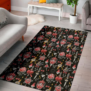 Watercolor Tattoo Print Area Rug