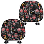 Watercolor Tattoo Print Car Headrest Covers