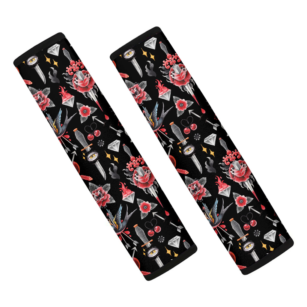 Watercolor Tattoo Print Car Seat Belt Covers