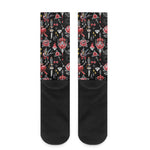 Watercolor Tattoo Print Crew Socks