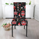 Watercolor Tattoo Print Dining Chair Slipcover