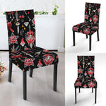 Watercolor Tattoo Print Dining Chair Slipcover