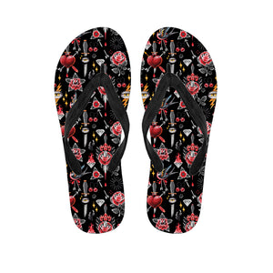 Watercolor Tattoo Print Flip Flops