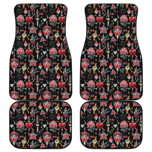 Watercolor Tattoo Print Front and Back Car Floor Mats