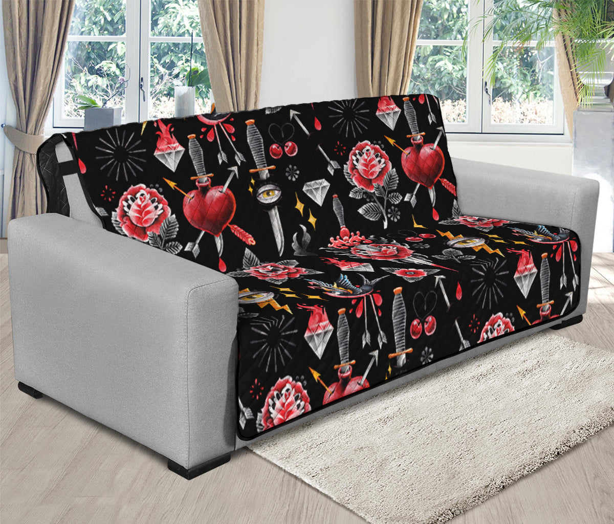 Watercolor Tattoo Print Futon Protector