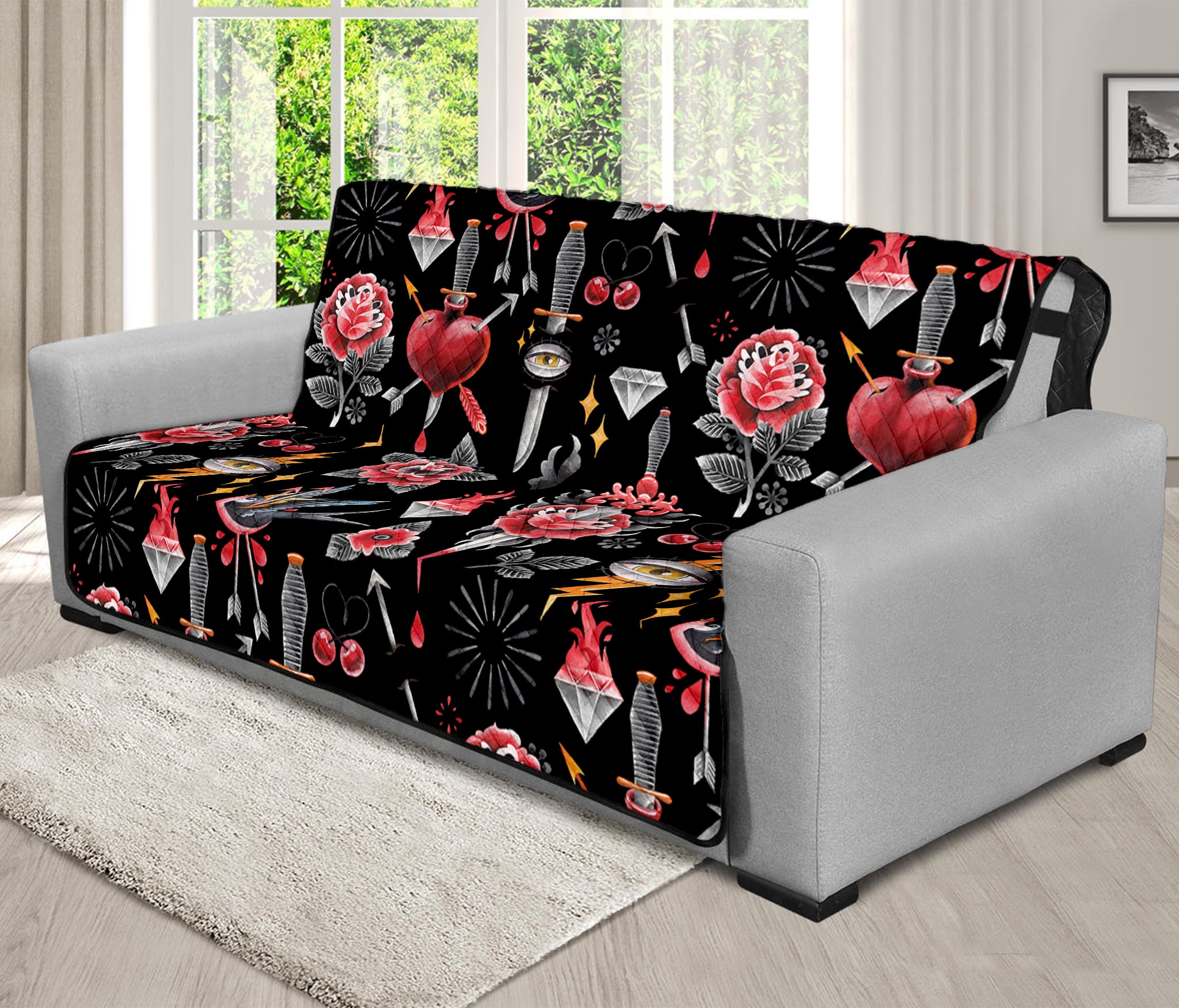 Watercolor Tattoo Print Futon Protector