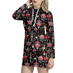 Watercolor Tattoo Print Hoodie Dress