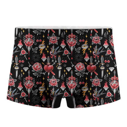 Watercolor Tattoo Print Men's Boxer Briefs