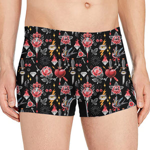 Watercolor Tattoo Print Men's Boxer Briefs