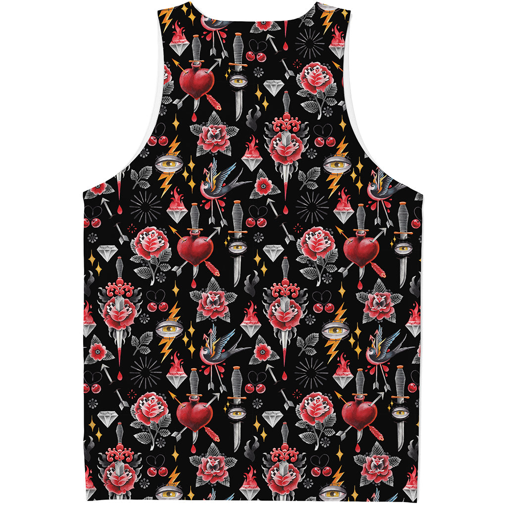 Watercolor Tattoo Print Men's Tank Top