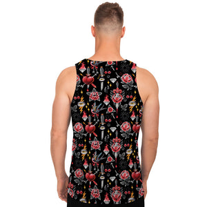 Watercolor Tattoo Print Men's Tank Top