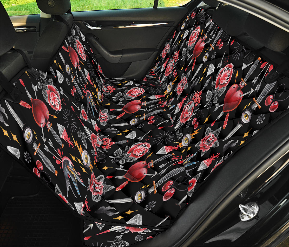 Watercolor Tattoo Print Pet Car Back Seat Cover