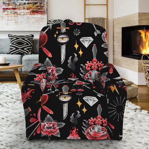 Watercolor Tattoo Print Recliner Slipcover