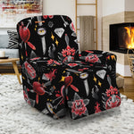 Watercolor Tattoo Print Recliner Slipcover