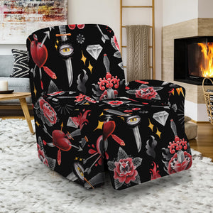 Watercolor Tattoo Print Recliner Slipcover