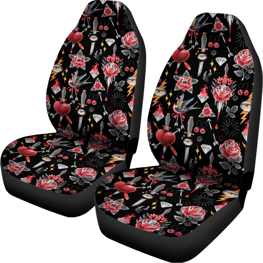 Watercolor Tattoo Print Universal Fit Car Seat Covers