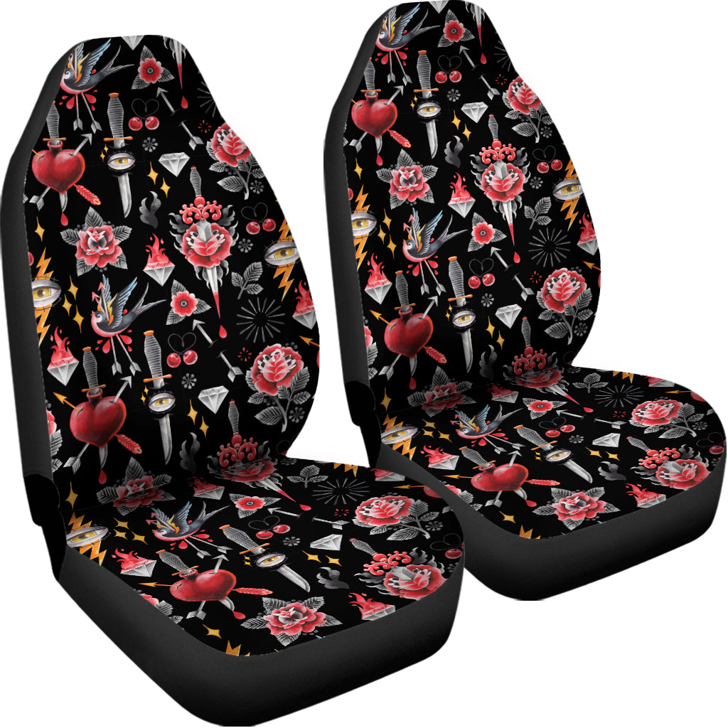 Watercolor Tattoo Print Universal Fit Car Seat Covers