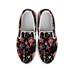 Watercolor Tattoo Print White Slip On Shoes