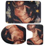 Watercolor Taurus Zodiac Sign Print 3 Piece Bath Mat Set