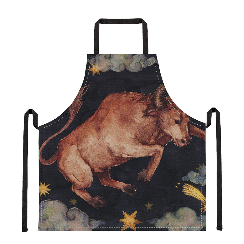 Watercolor Taurus Zodiac Sign Print Apron