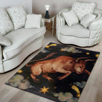 Watercolor Taurus Zodiac Sign Print Area Rug