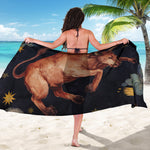 Watercolor Taurus Zodiac Sign Print Beach Sarong Wrap