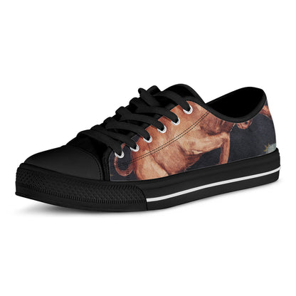 Watercolor Taurus Zodiac Sign Print Black Low Top Shoes 