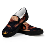 Watercolor Taurus Zodiac Sign Print Black Slip On Shoes