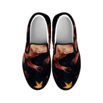 Watercolor Taurus Zodiac Sign Print Black Slip On Shoes