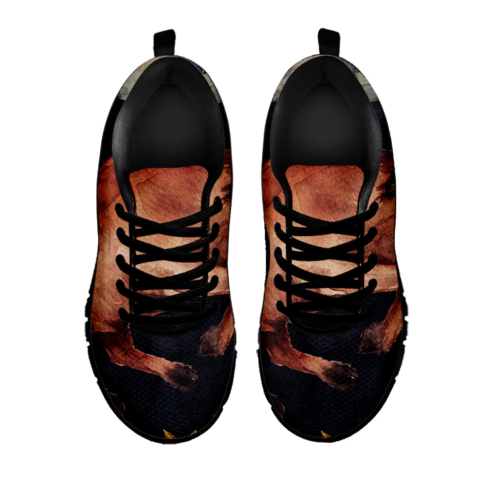 Watercolor Taurus Zodiac Sign Print Black Sneakers