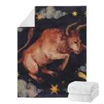 Watercolor Taurus Zodiac Sign Print Blanket