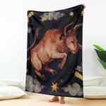 Watercolor Taurus Zodiac Sign Print Blanket