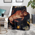 Watercolor Taurus Zodiac Sign Print Blanket